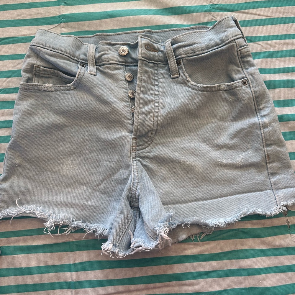 Old Navy Sz 2 Sky-Hi A-line Light Blue High-Waist Button Fly denim cut offs